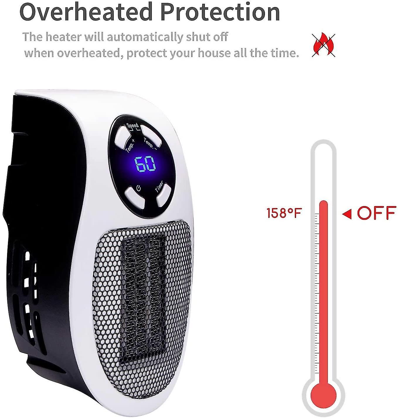 Programmable Space Heater With Led Display Wall Outlet Electric Heater With Adjustable Thermostat And Timer For Home Office Indoor Use 350 Watt Etl Li