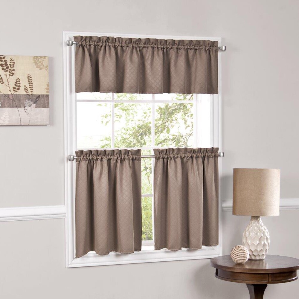 Facets Blackout Insulated Kitchen Curtain Parts  Tiers and Valances (Assorted Colors)