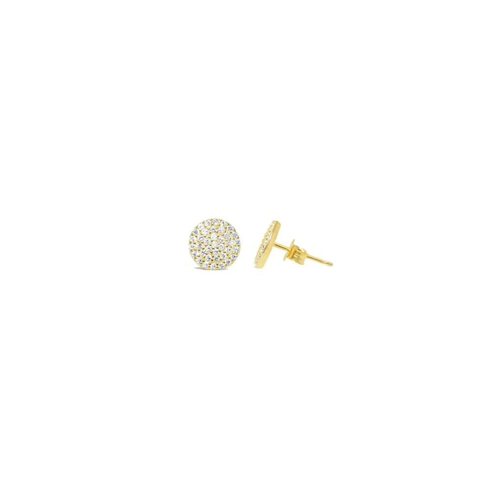 Stia  Pretty Party Earring Pavé Disk Stud in Gold Plating