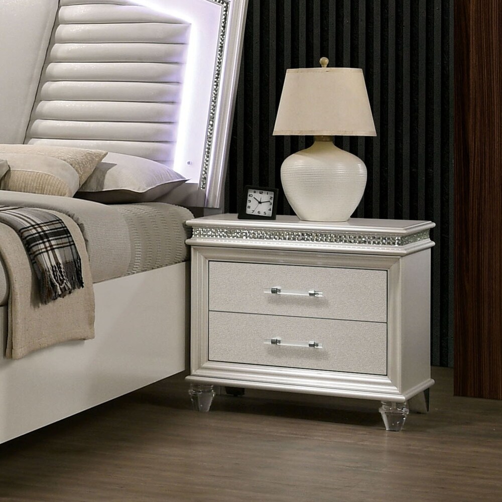 Xian Transitional White 2 piece Nightstand and Dresser Set by Furniture of America