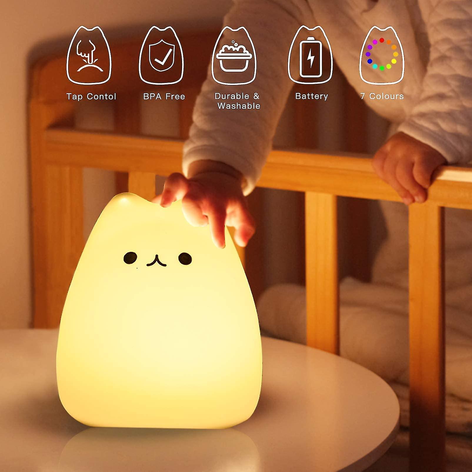 Night Lamp Touch Sensor Cat Silicone Animal Light Colorful Child Sleepping Creative Bedroom Desktop Decor Lamp