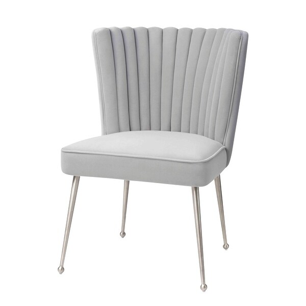 Sansa Velvet Upholstered Dining Accent Chair with Brushed Angled Legs