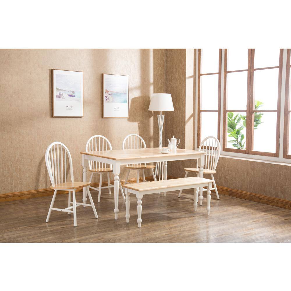 Boraam Farmhouse White and Natural Wood Dining Chair (Set of 2) 31316