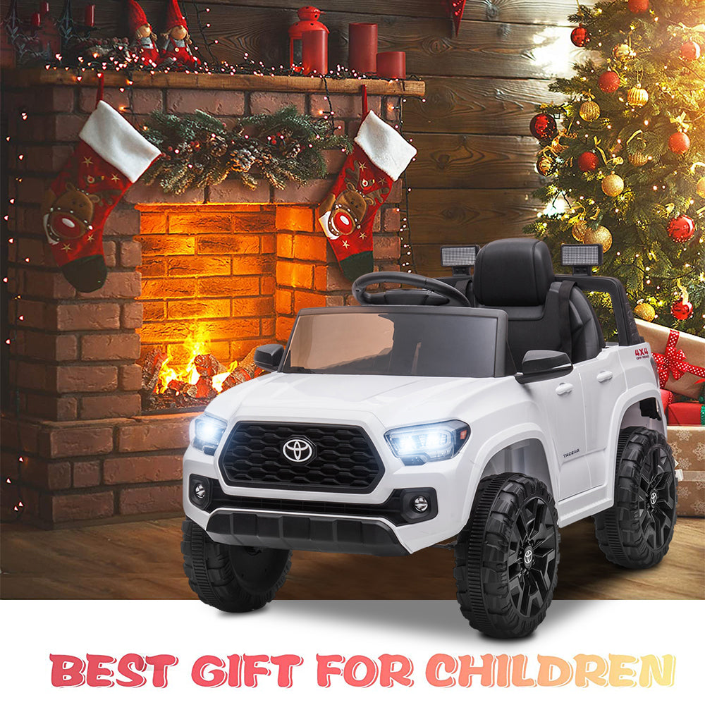 uhomepro Toyota Tacoma 12V Kids Ride On Truck Car w/ Parent Remote Control, LED Lights, MP3 Player, Horn, White