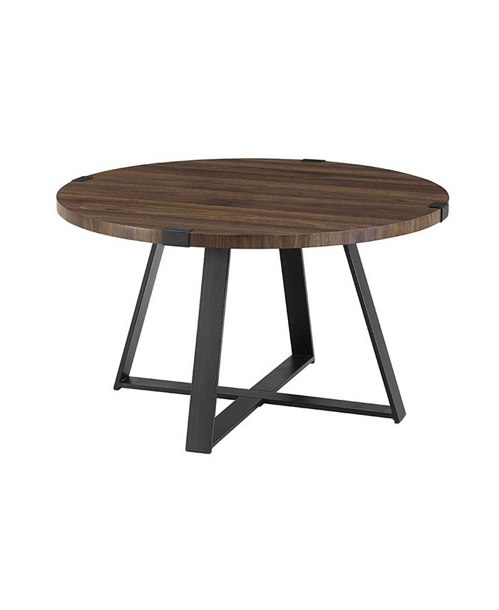 Walker Edison 30 Metal Wrap Round Coffee Table - Dark Walnut Black