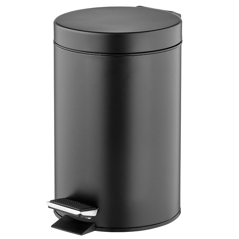 mDesign 3L Metal Round Step Garbage Trash Can with Removable Liner and Lid