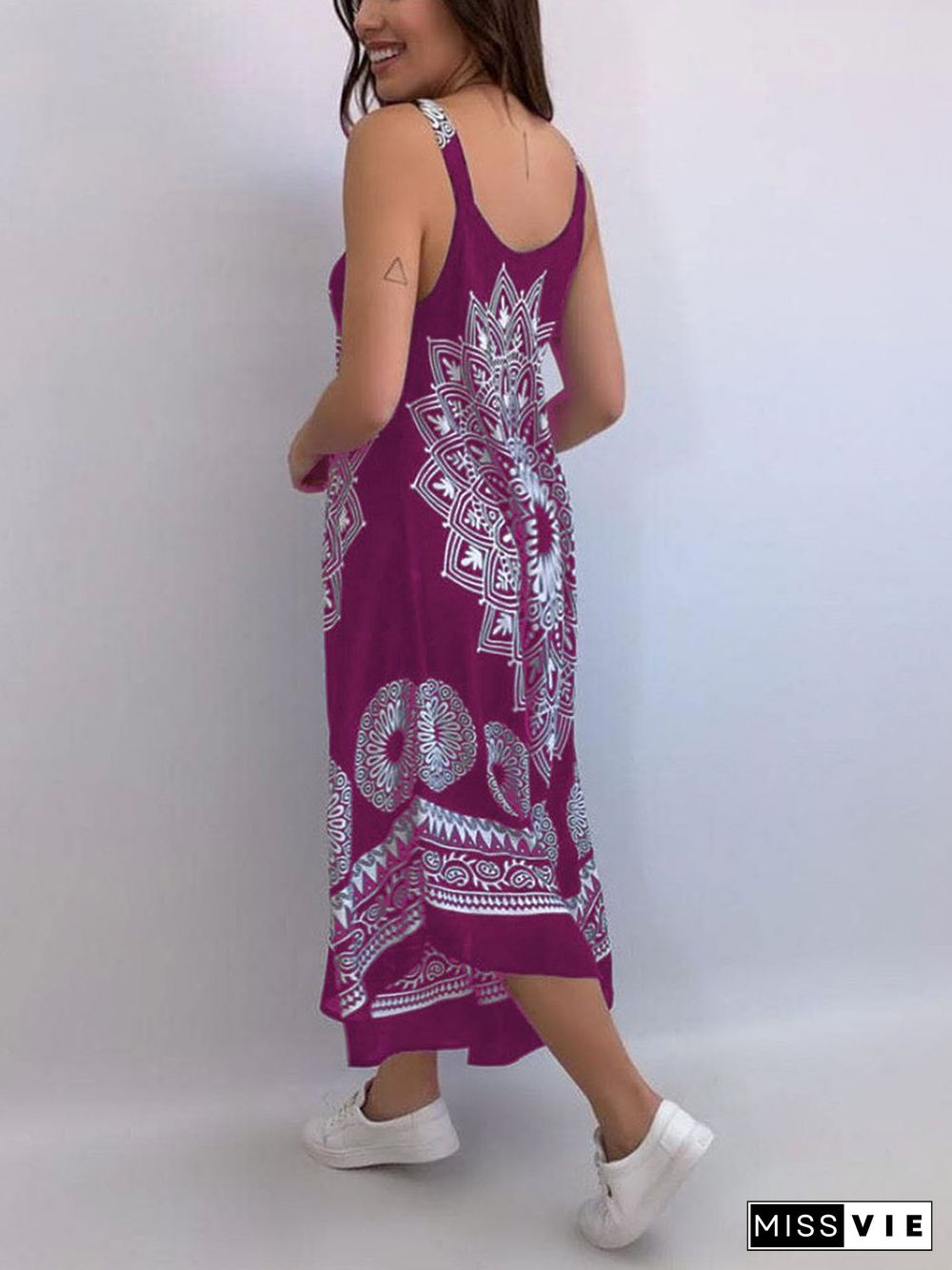 Boho Mandala Print Wide Strap Dress P10321