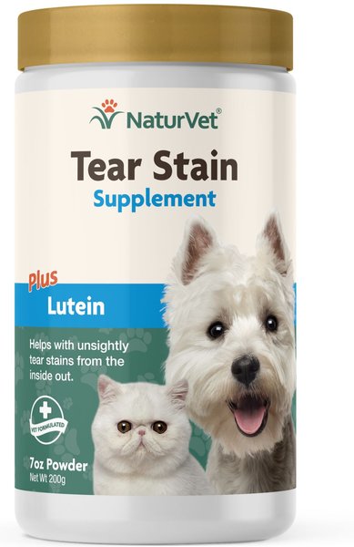 NaturVet Tear Stain Plus Lutein Powder Vision Supplement for Cats and Dogs