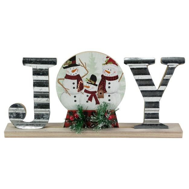 Galvanized Metal And Wooden x27 joy x27 Snowman Family Christmas Sign