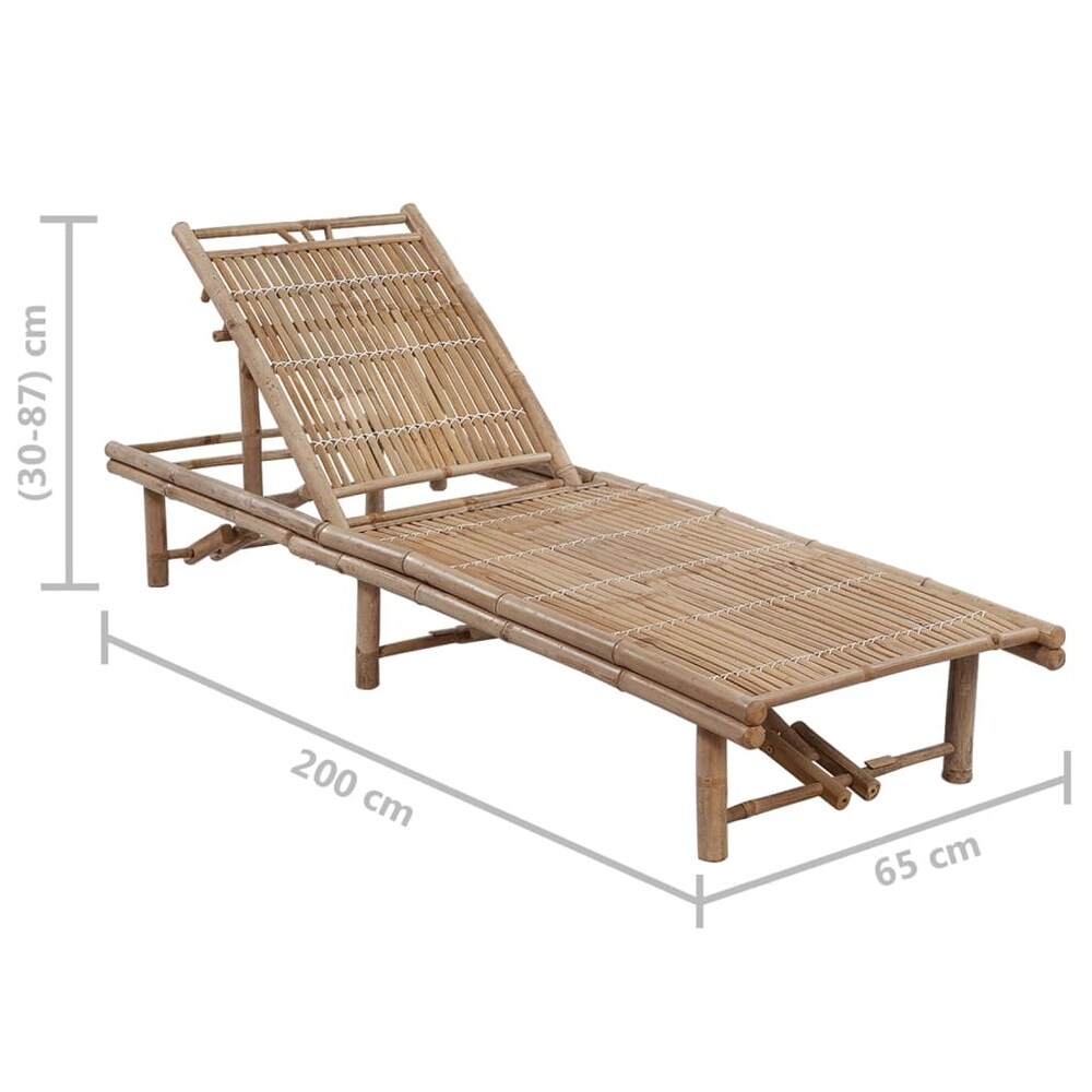 vidaXL Patio Lounge Chair Porch Sunbed Poolside Sunlounger with Cushion Bamboo   78.7\