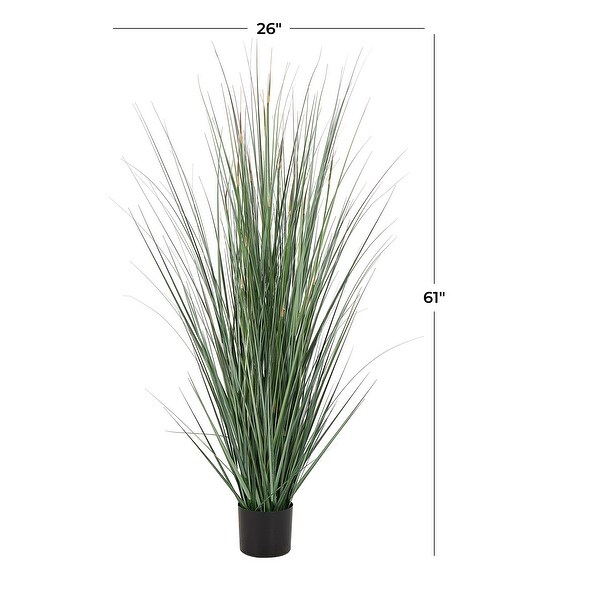 Green Faux Foliage Tall Onion Grass Artificial Plant with Black Plastic Pot