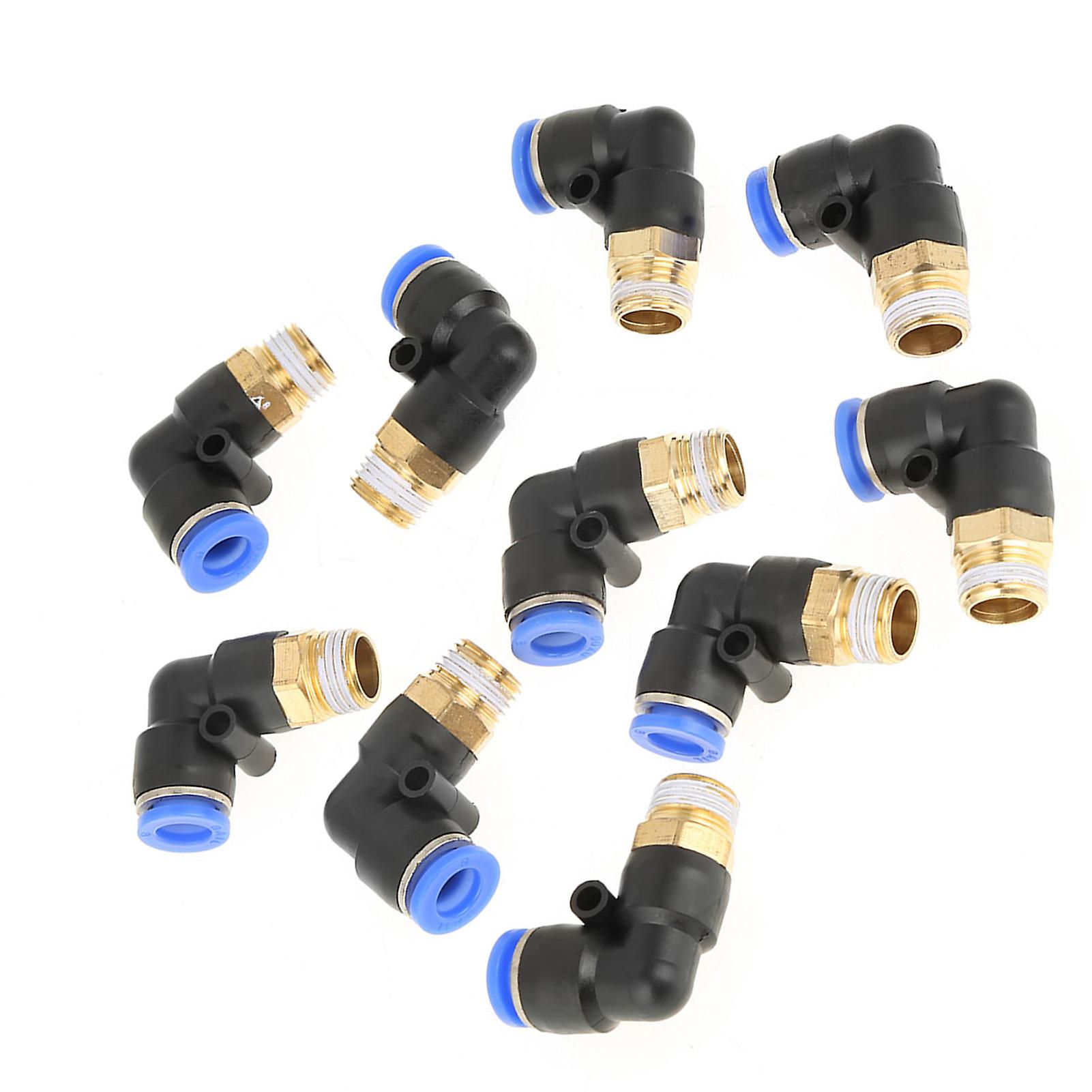 10pcs Pneumatic Elbow Quick Connector Air Fittings Adapter 8mm Diameter Thread G1/4 Set