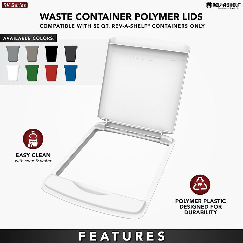 Rev-A-Shelf RV-35-LID-12-1 35 Quart Plastic Trash Can Replacement Lid， Champagne