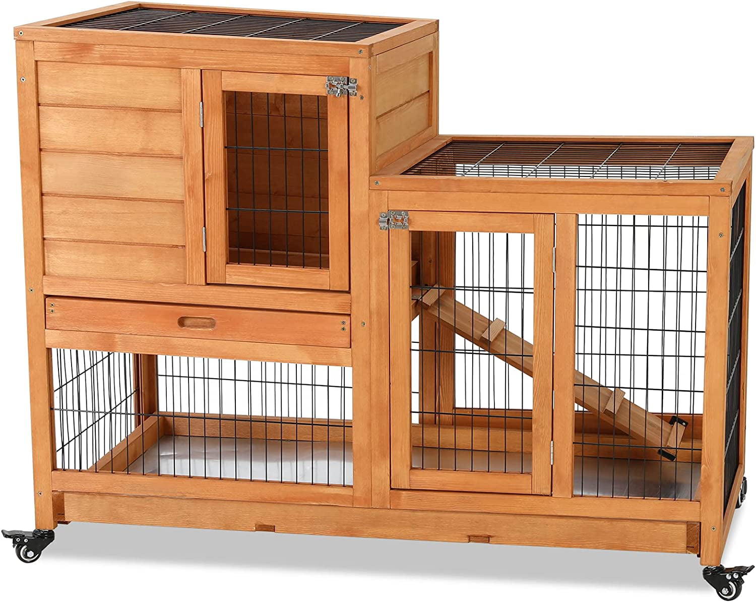 Pirecart Wooden Rabbit Hutch Outdoor Bunny Cage Pet House for Small Animals