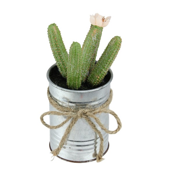 Columnar Cactus Artificial Potted Plant Green silver