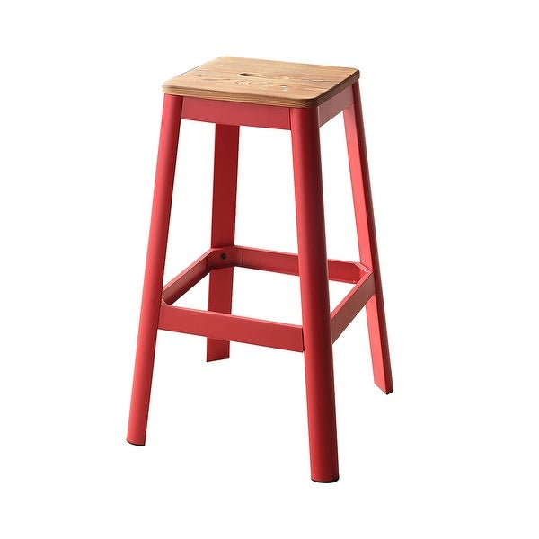 Wood Seat Backless Barstool