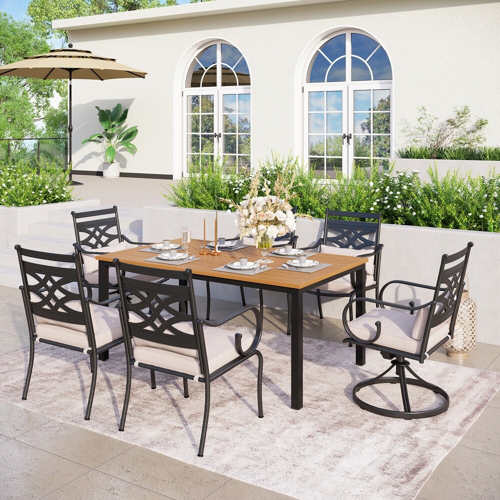 7/5 piece Patio Dining Set  6 Metal Patio Dining Chairs and 1 Metal Dining Table