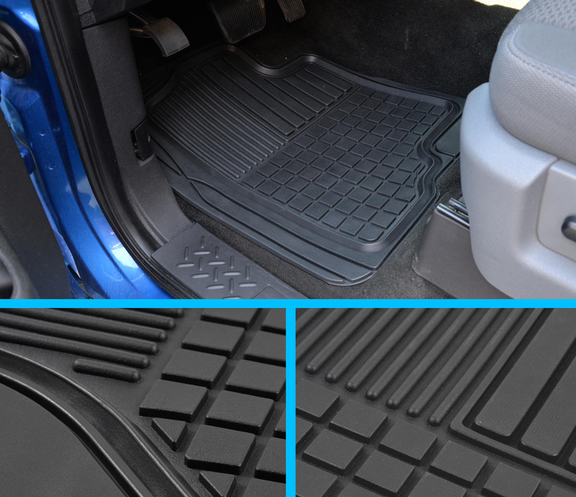 Motor Trend Custom Fit Car Floor Mats for Ford F 150 2009-2014 (Exact Fit) - Heavy Duty All Weather Rubber Mats， 3 Piece w/ Rear Liner