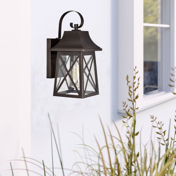 Farmhouse 1 Light Outdoor Wall Lantern with Seeded Glass - Oil Rubbed Bronze Shopping - The Best Deals on Outdoor Wall Lanterns | 39668234