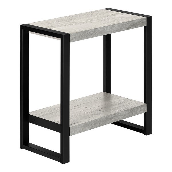 Modern Accent Table - Black Reclaimed Wood-Look / Black Metal - 23.75