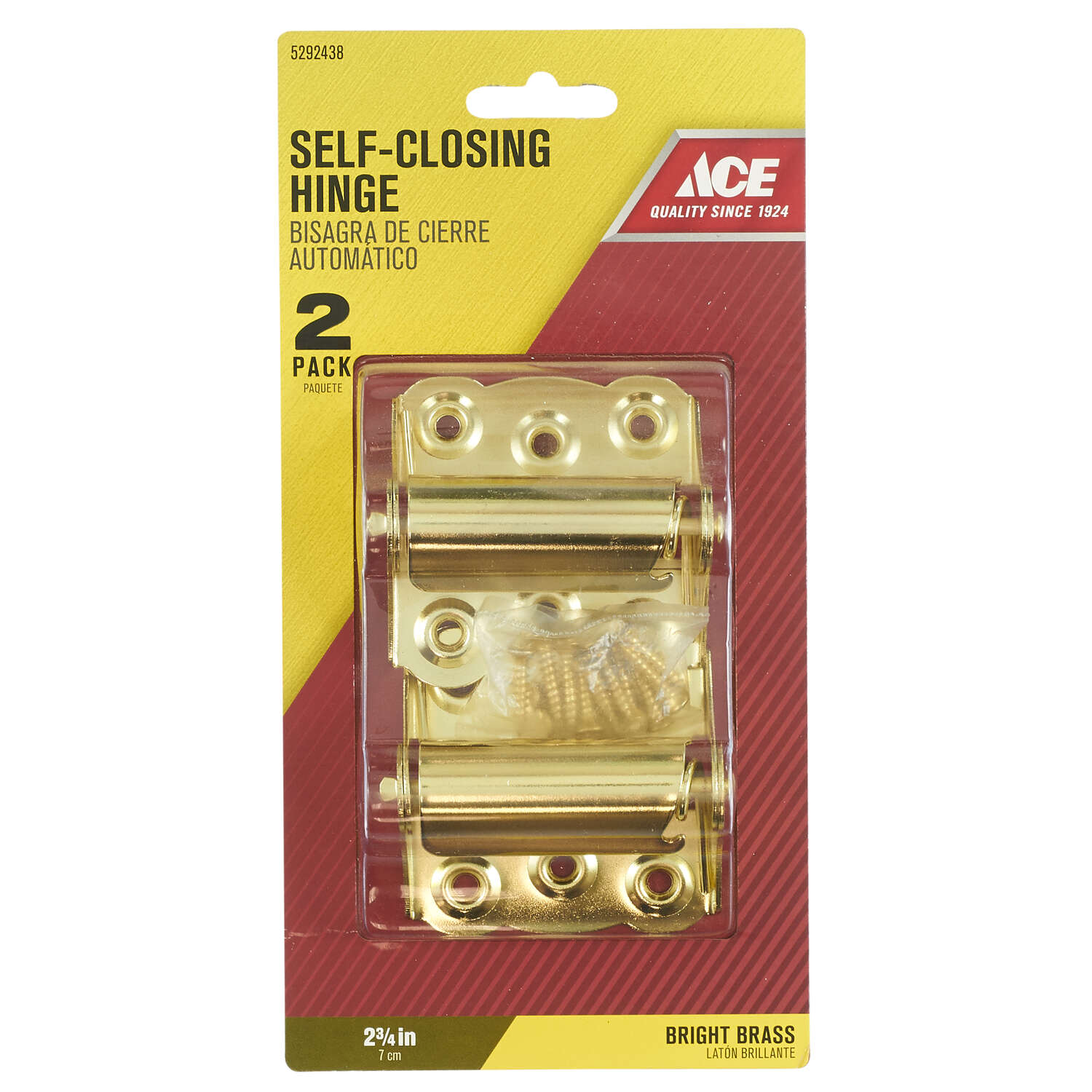 Ace 2-3/4 in. L Bright Brass Screen/Storm Self Closing Hinge 2 pk