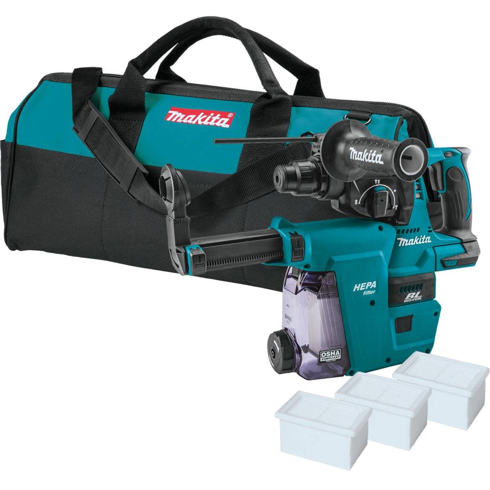 Makita 18V LXT Rotary Hammer Lithium Ion 1 accepts SDS PLUS bits with HEPA Dust Extractor Attachment Bare Tool