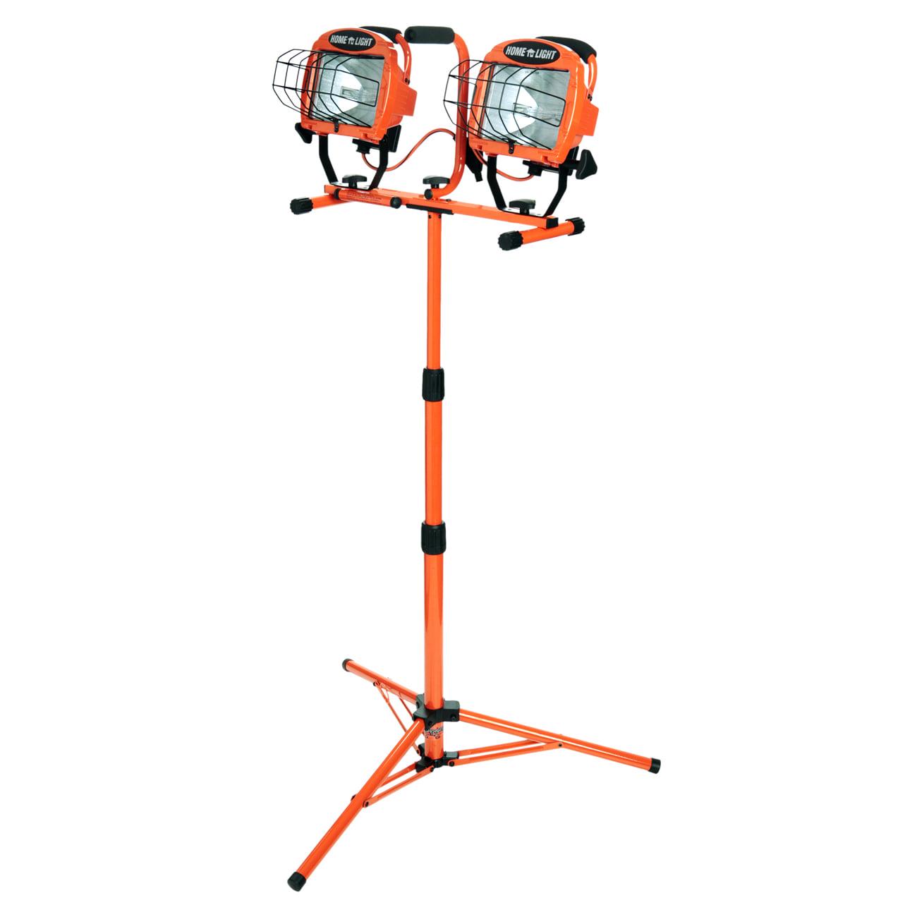 Designers Edge L14SLED Orange 1000-Watt Twin-Head Adjustable to 68 Halogen Work Light with Telescoping Tripod Stand