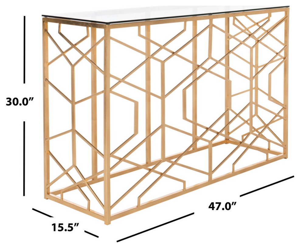 Safavieh Sean Gold Leaf Console Table Gold   Contemporary   Console Tables   by Safavieh  Houzz