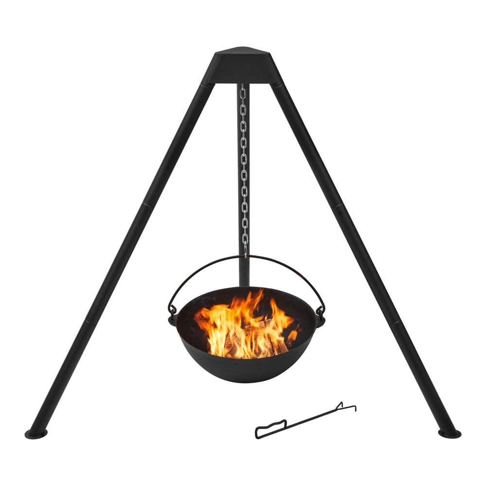 Hampton Bay Cowboy 22 in. Outdoor Cast Iron Wood Burning Black Fire Pit FT-96022