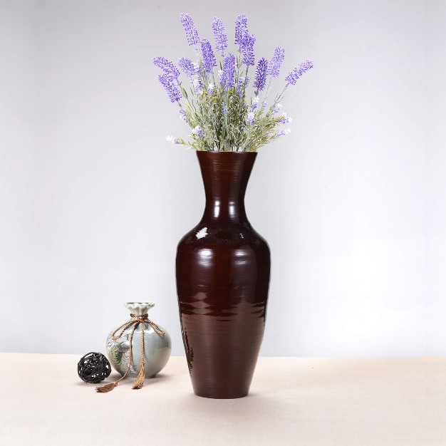 Tall Decorative Bamboo Jar Vase For Silk Plants Flowers And Filler D cor Brown