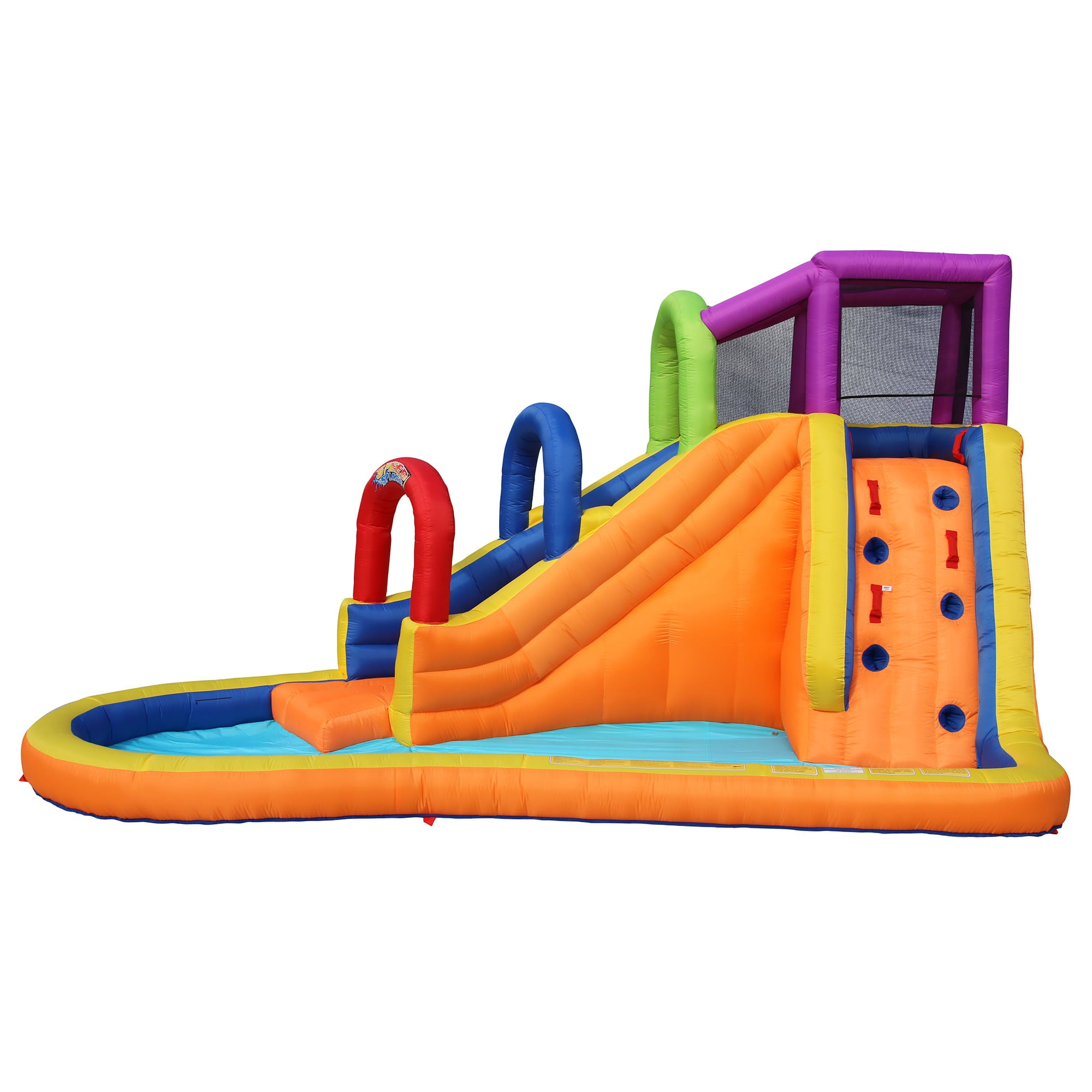 Banzai Speed Slide Water Park, Length: 14 ft 7 in, Width: 9 ft 6 in, Height: 8 ft, Inflatable Outdoor Backyard Water Slide Splash Toy