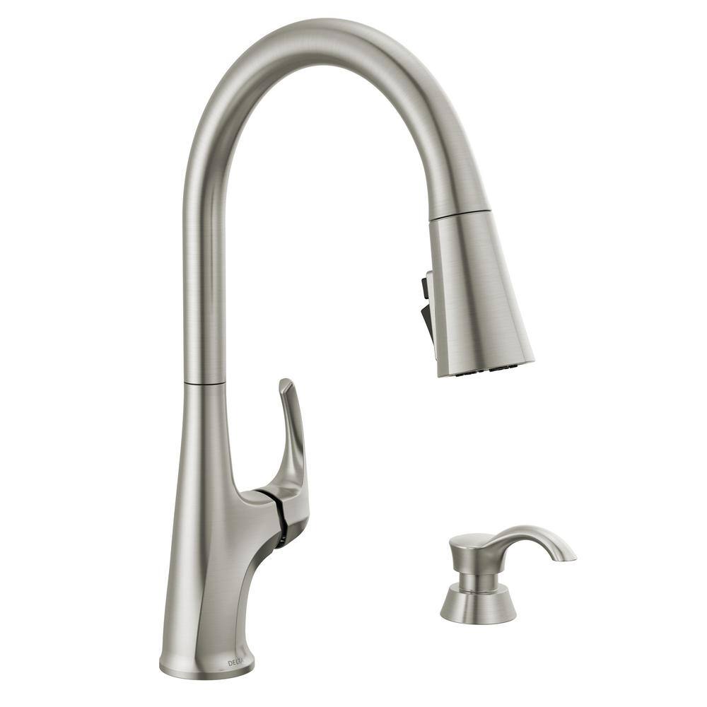 Delta Hyde Single-Handle Pull Down Sprayer Kitchen Faucet with ShieldSpray Technology in Spotshield Stainless 19801Z-SPSD-DST