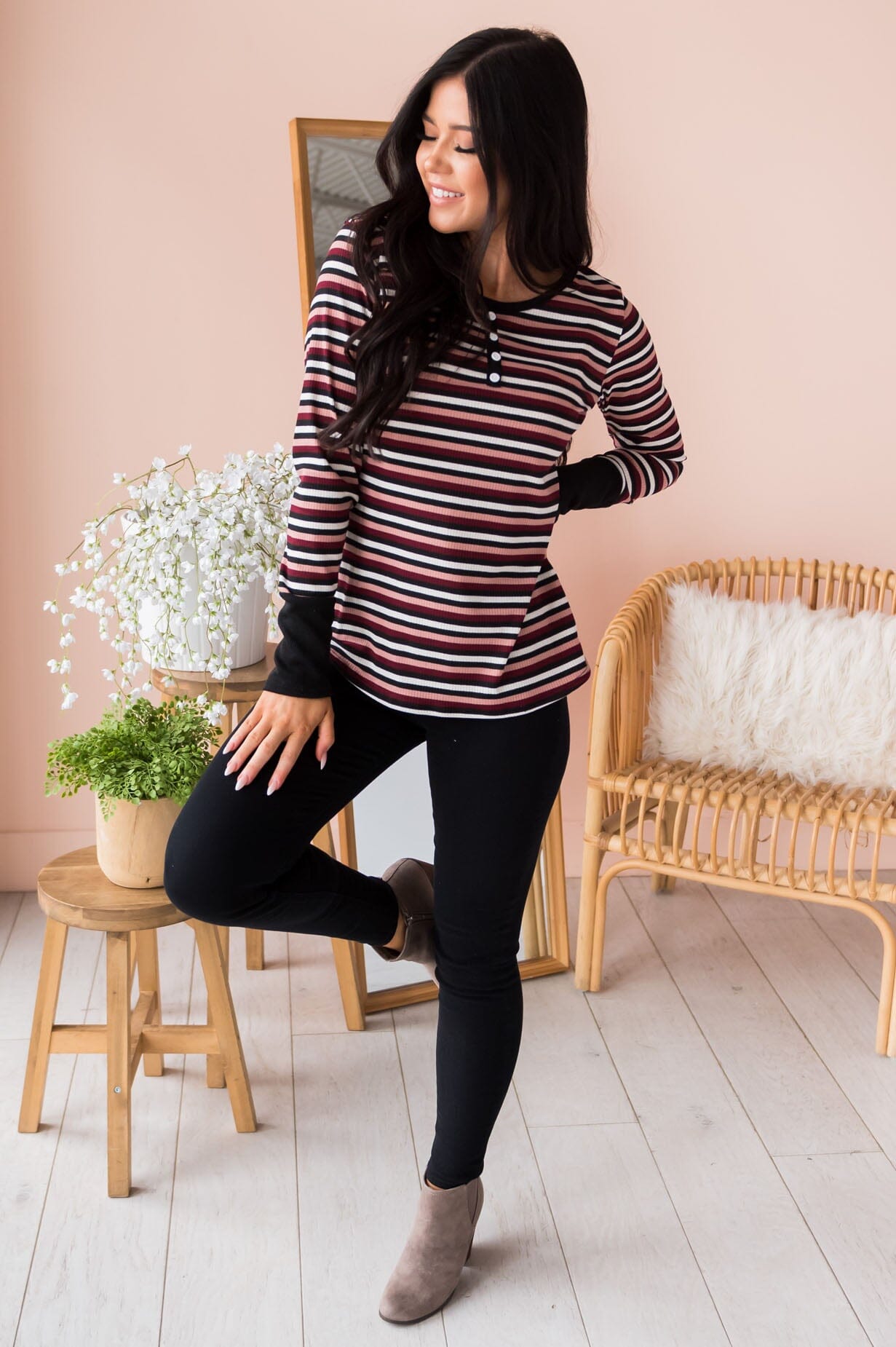 Complete Joy Modest Striped Top