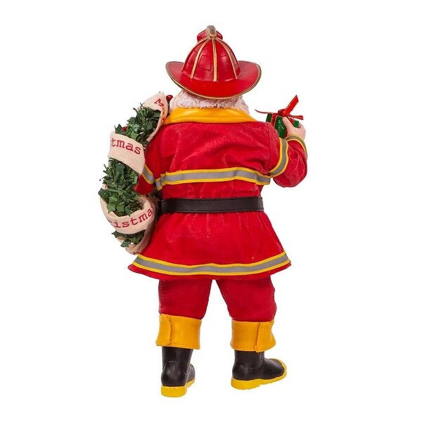 Kurt Adler 11Inch Fabriché Fireman Santa with Wreath and Hose