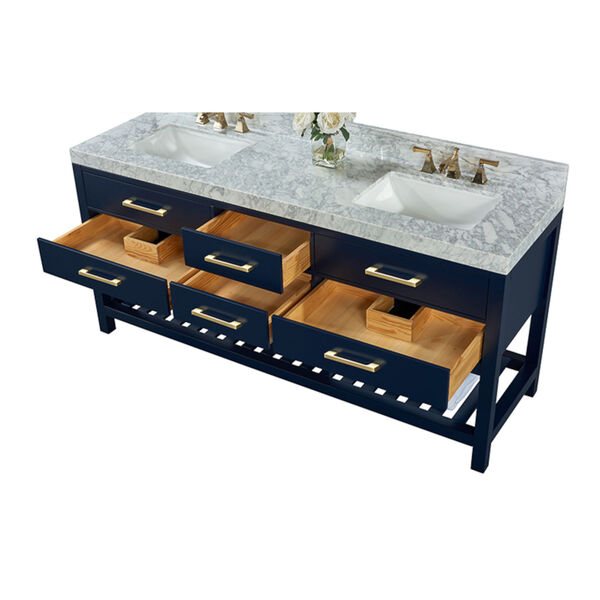 Elizabeth Heritage Blue White 72-Inch Vanity Console with Mirror