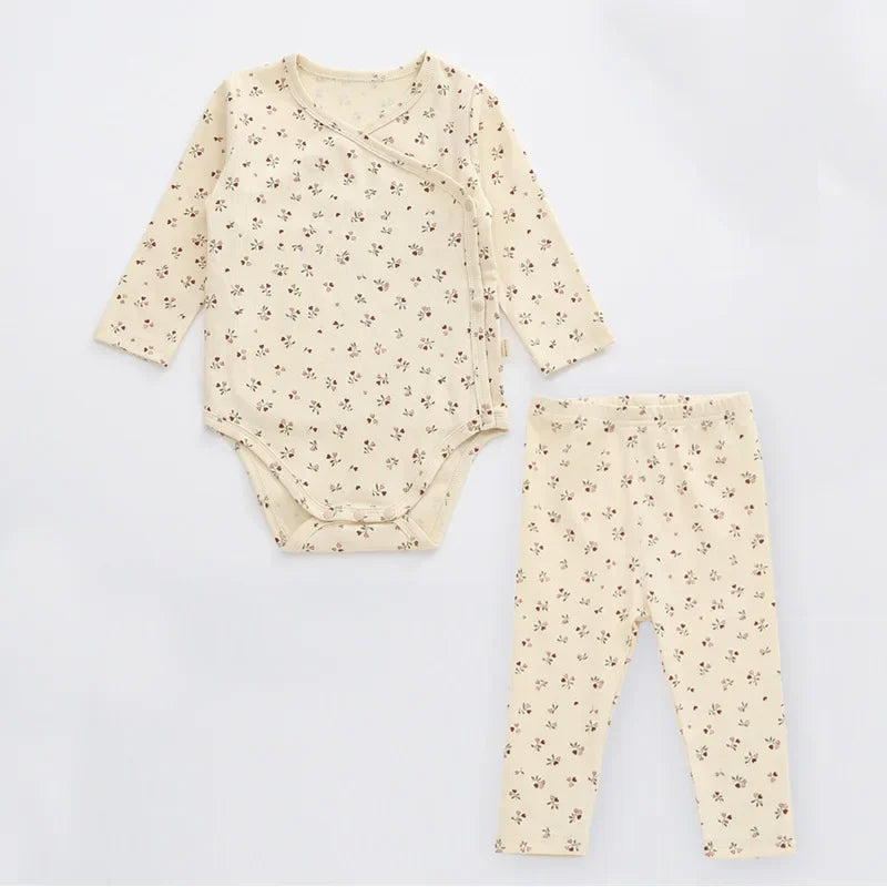 0-24M Newborn Kid Baby Boy Girl Clothes Autumn Winter Long Sleeve Bodysuit Romper Top and Pant suit Print Baby 2Pcs Clothing set