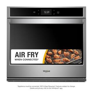 Whirlpool 27 in. Smart Single Electric Wall Oven with Air Fry When Connexted in Black on Stainless Steel WOS72EC7HS