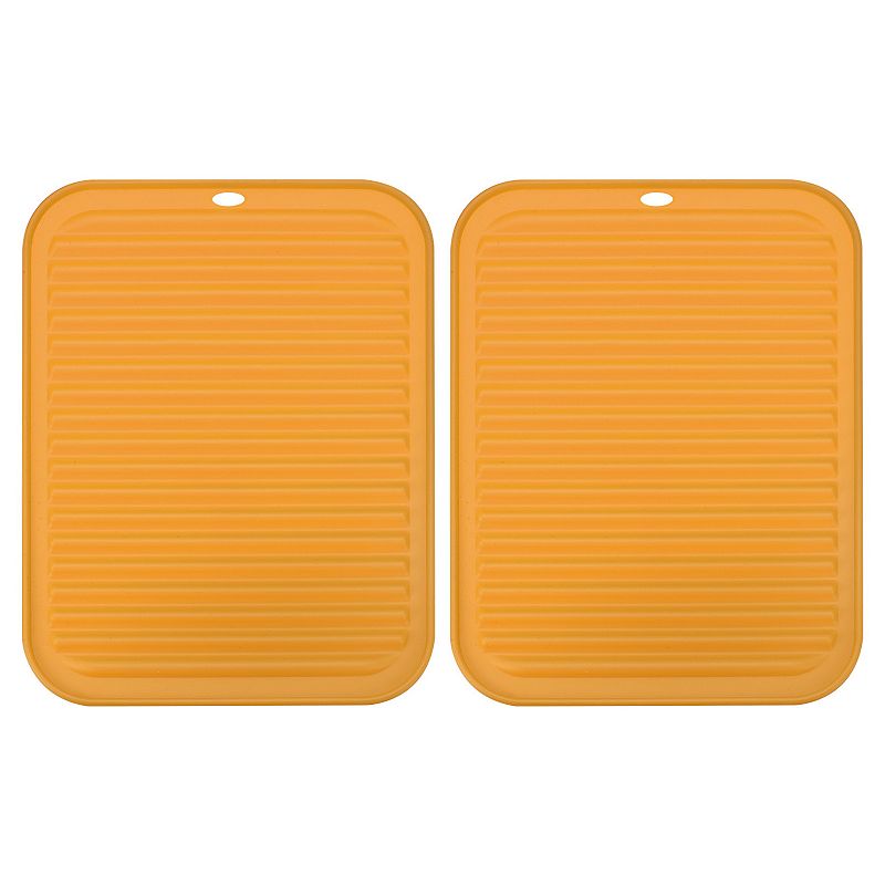 2 Pcs 12 x 9 Under Sink Drain Pad Silicone Dish Drying Mat Set