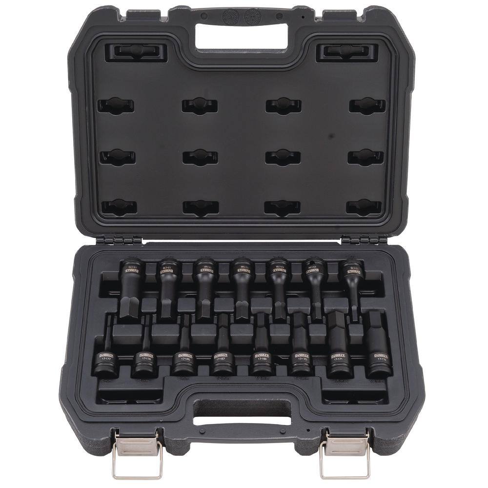 DW 12 in. Drive Combination Impact Hex Socket Set (15-Piece) DWMT19233