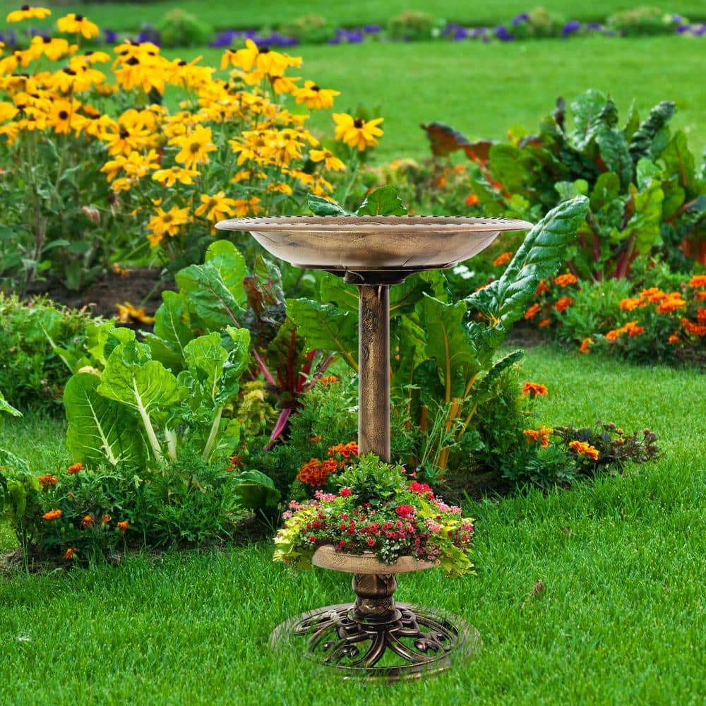 Patio Premier Brushed Bronze Birdbath with Planter 341004