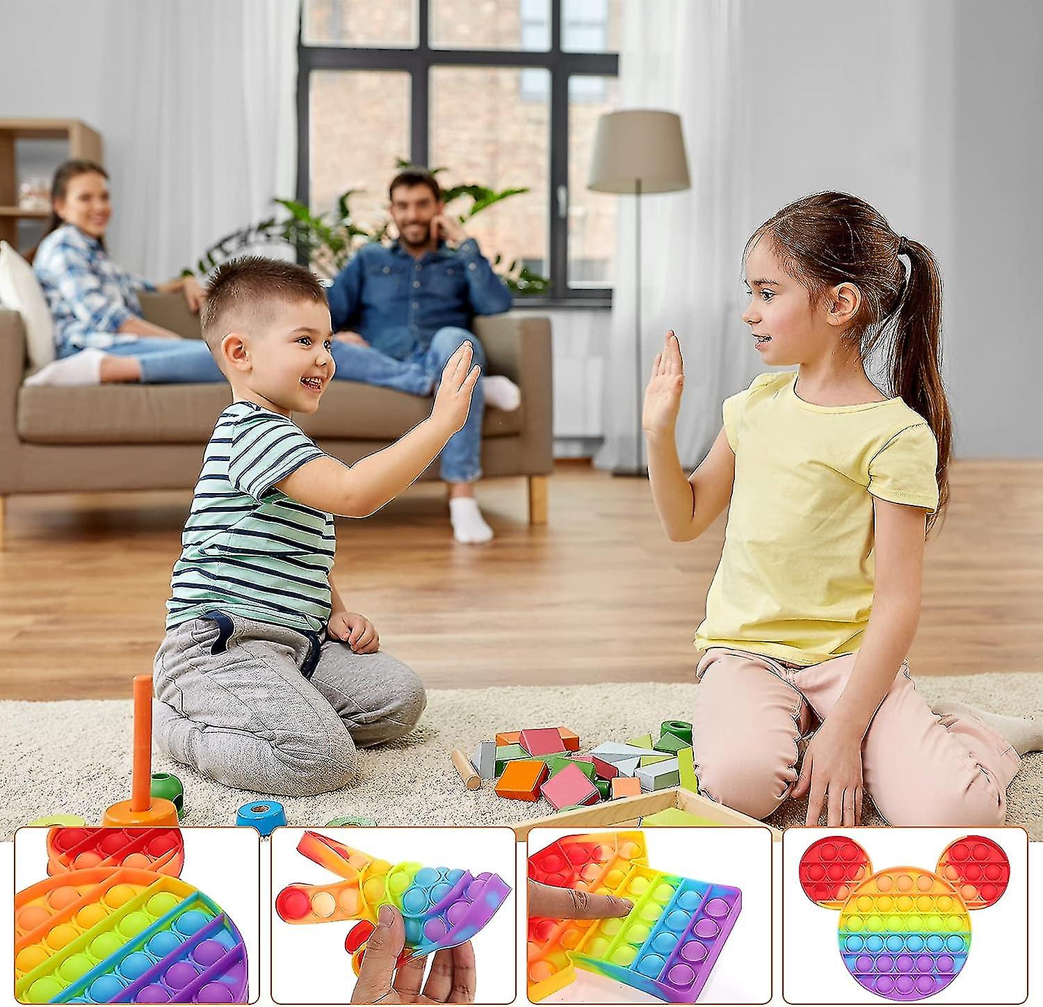 2 Packs Rainbow Pop Mouse Fidget Toys， Bubble Poppers Popping Figetget Stress And Anti-anxiety Reliever Sensory Toy For Kids Students And Adults