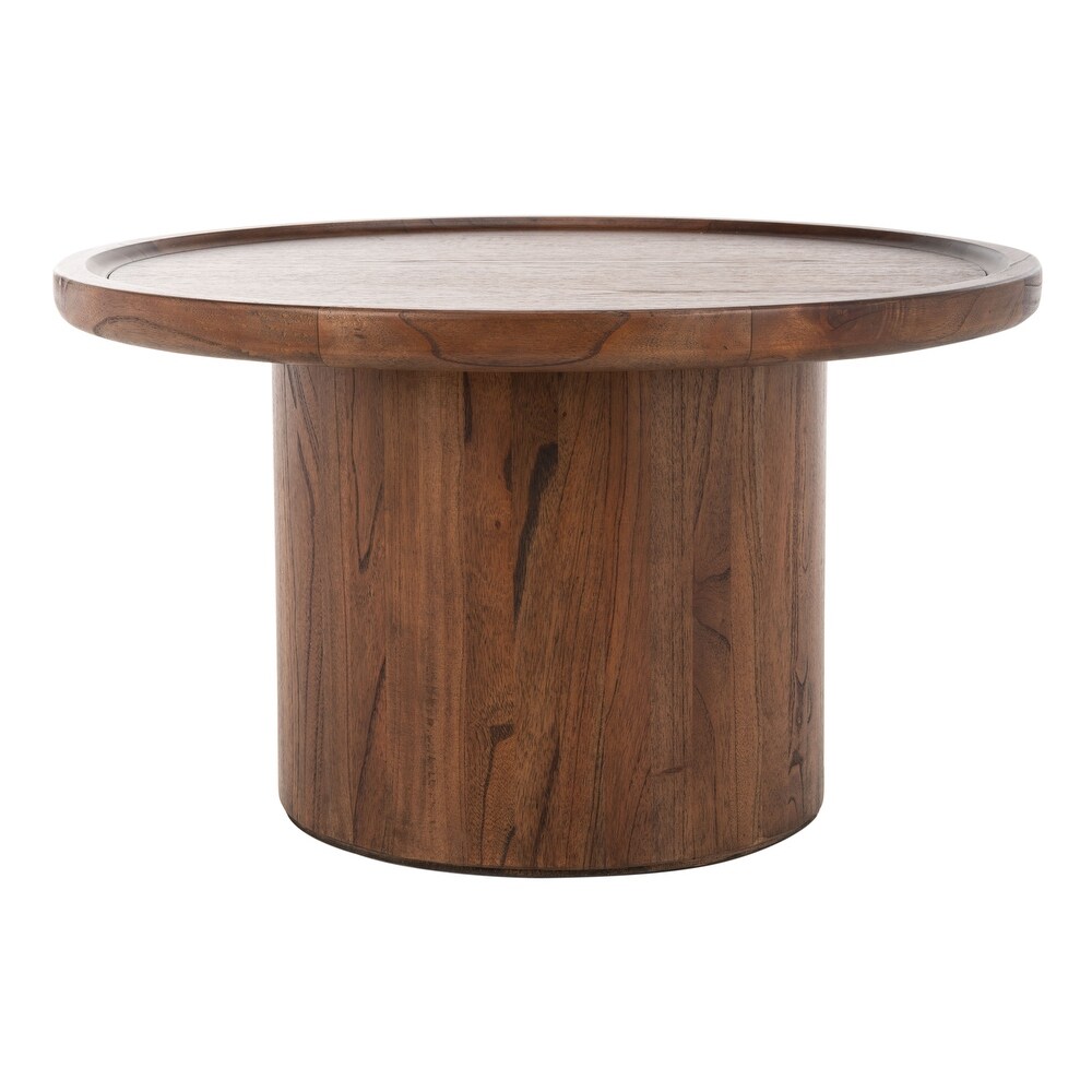 SAFAVIEH Devin Round Pedestal Coffee Table   Dark Oak   28\