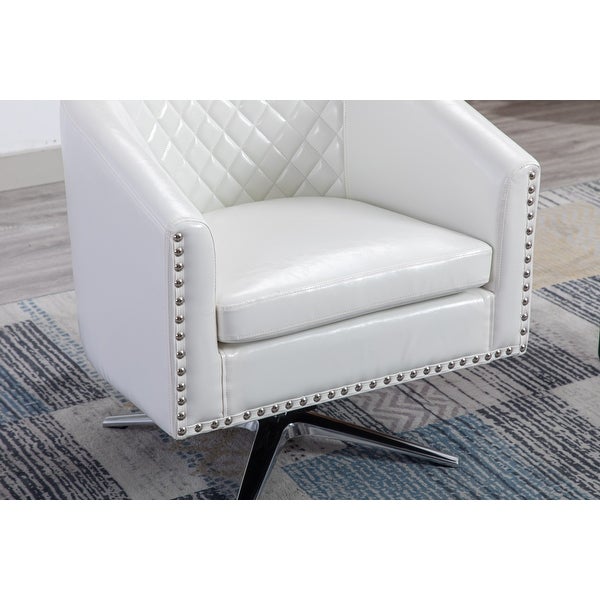 Swivel Barrel chair living room chair with nailheads and Metal base