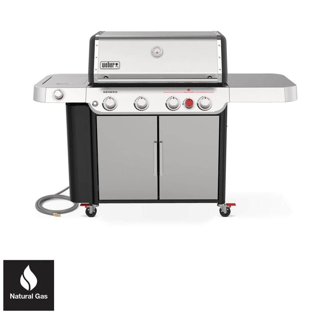 Weber Genesis S-435 4-Burner Natural Gas Grill in Stainless Steel with Side Burner 38400001