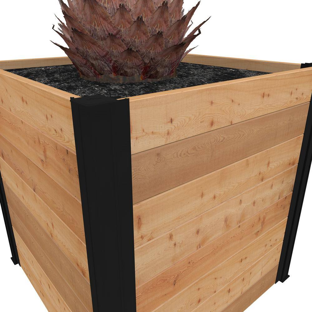 VITA Mezza 22 in. Cedar Wood Cube Planter VT17711