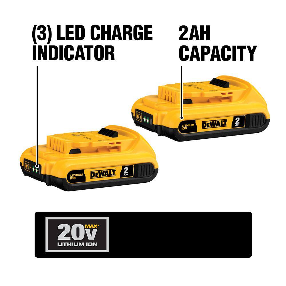 DW 20V MAX Compact Lithium-Ion 2.0Ah Battery Pack (2 Pack) DCB203-2