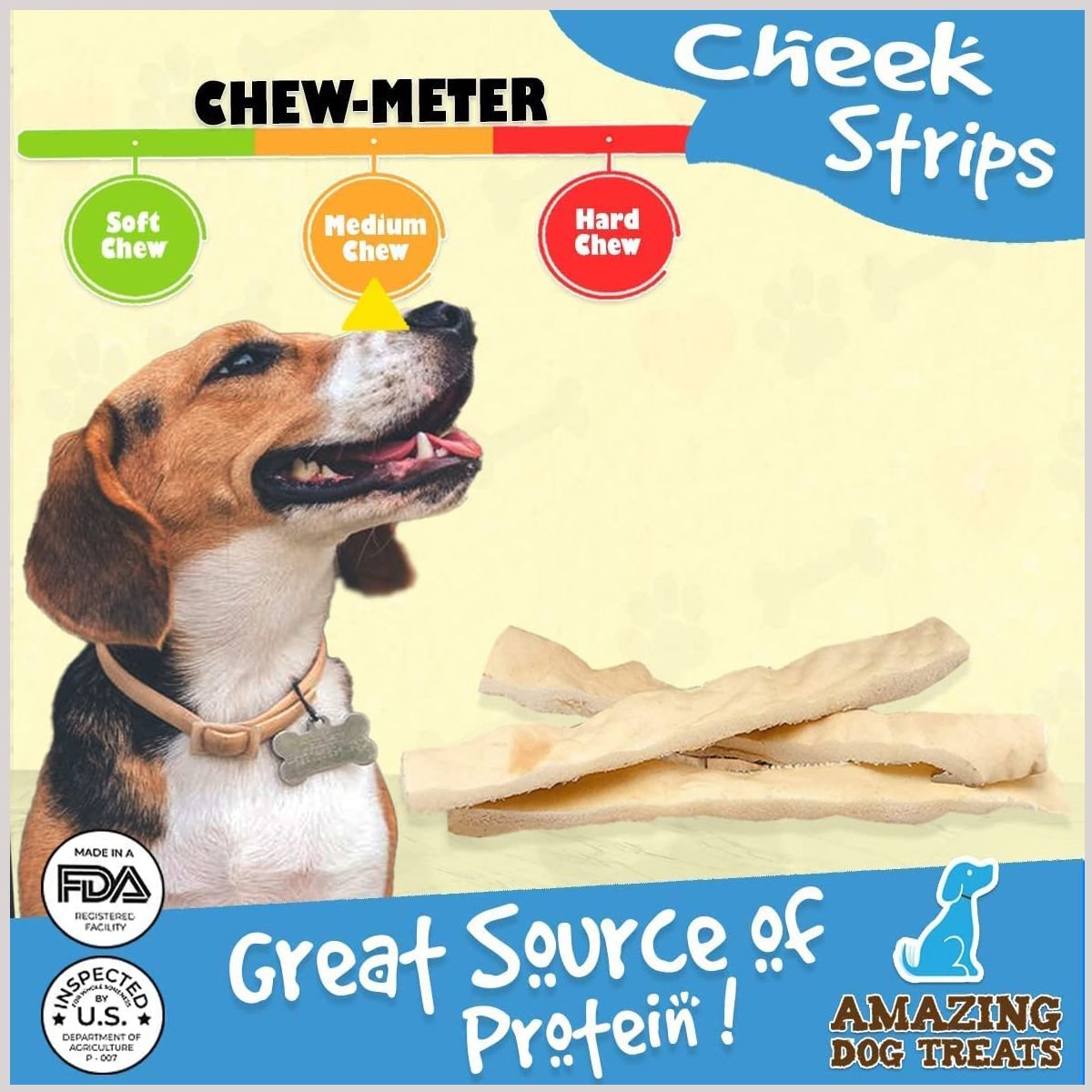 Amazing Dog Treats Monster Beef Cheek Slice Dog Treats， 2 count