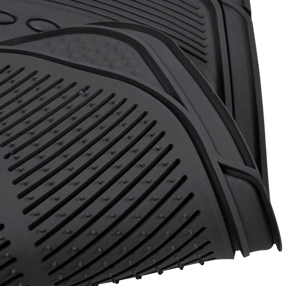 BDK ProLiner Heavy Duty Rubber Auto Floor Mats Liner for Auto - All Weather 3 Piece Set (Black)