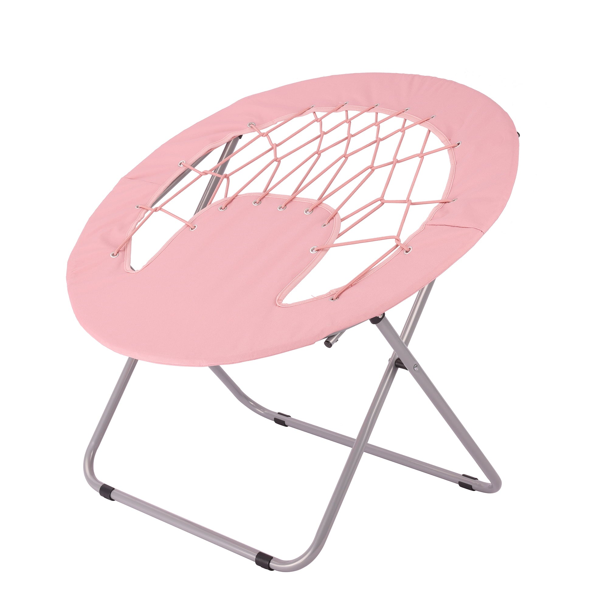 Mainstays 32'' Metal Construction Portable Folding Chair Bungee Chair, Pink