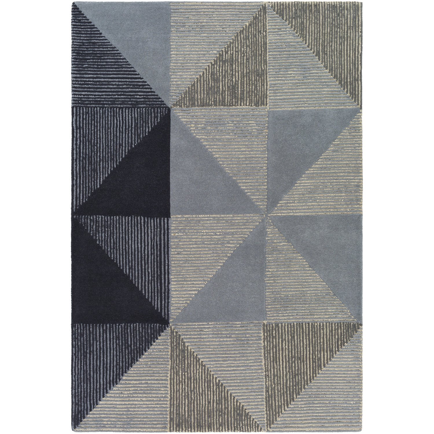 Kennedy Hand Tufted Rug in Navy, Taupe, Khaki, Charcoal, Denim